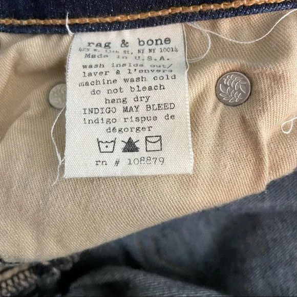 Rag&Bone Mid Rise Skinny Dark Wash Heritage Jeans Size 25 - Picture 10 of 14